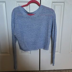 Long sleeve, cropped, baby blue sweater